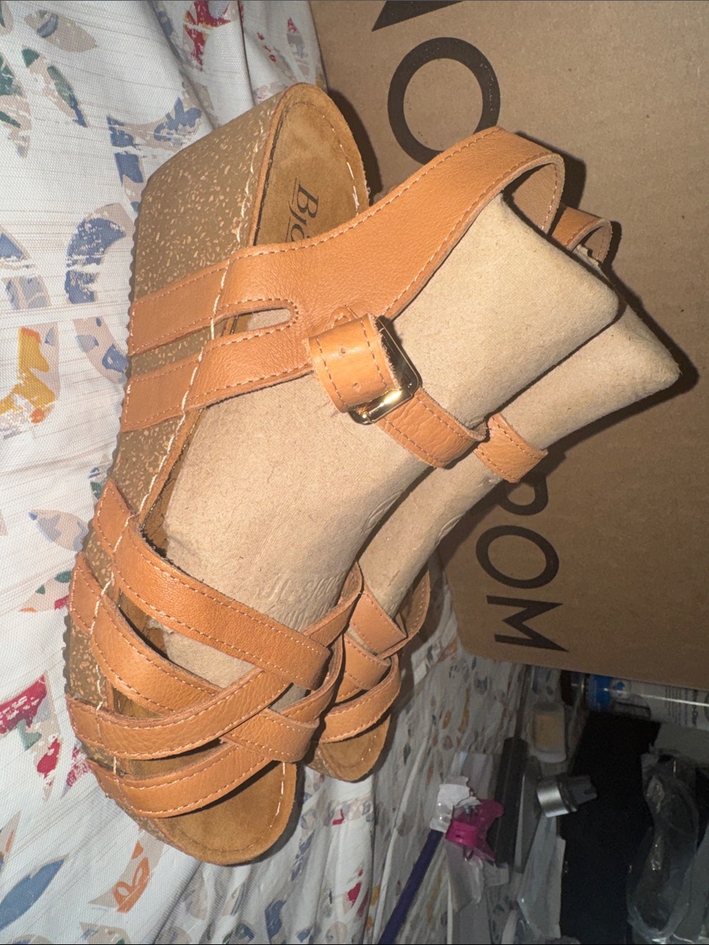 Bjorn Borg Tan Strappy Floral Insole Slingback Sandals